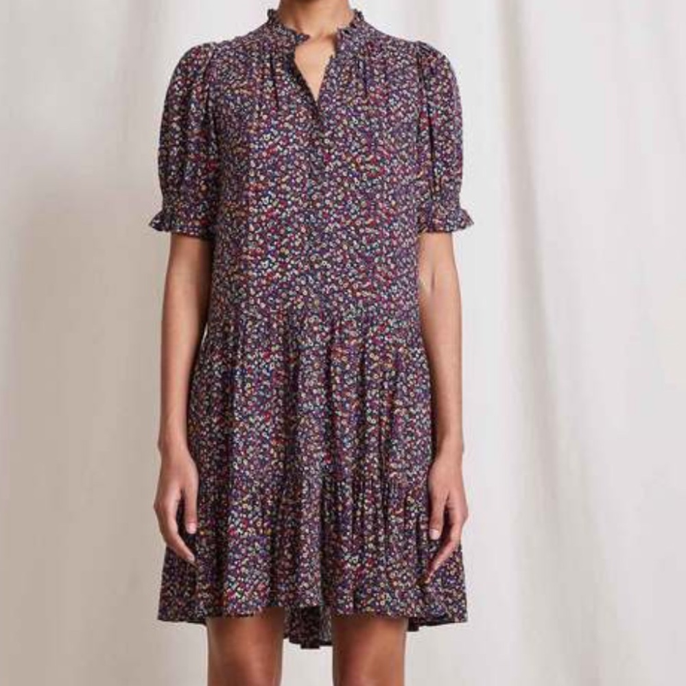Apiece Apart Crimson Dotty Floral Mini Dress